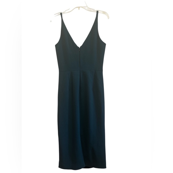 Dress the Population Lyla Midi Sheath Dress Pine Ruched V-Neck NWT M Cocktail - Picture 3 of 6